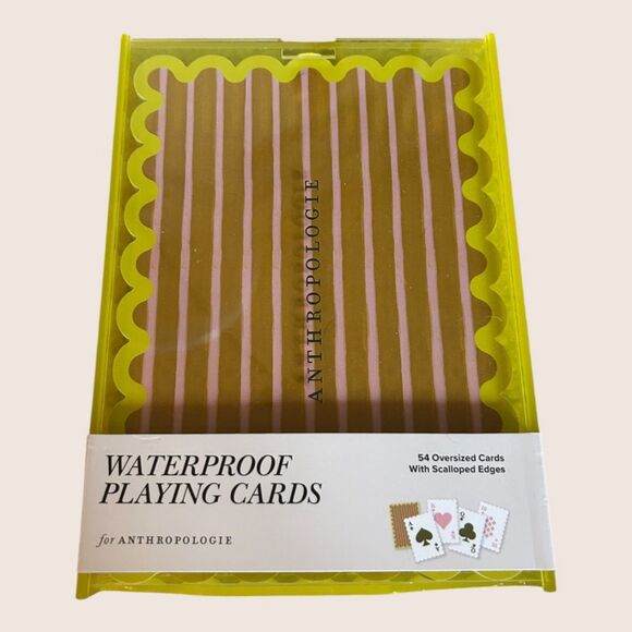 ♣️ ANTHRO OVERSIZED JUMBO SCALLOP EDGE PLAYING CARDS STRIPED WATERPROOF NWT - Picture 3 of 6